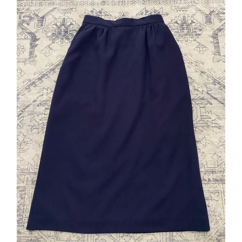 Koret Womens Navy Midi Skirt Size‎ 8 Wool Blend Pockets Pencil Straight Vintage